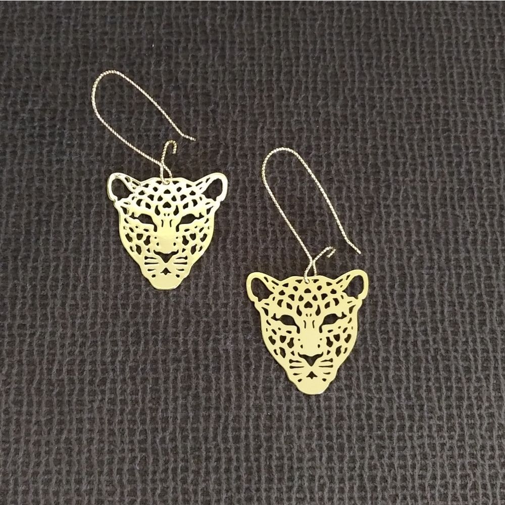 bella jack Laser Cut Leopard🐆 Head Earrings